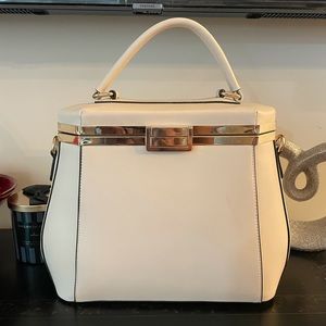Cream & gold top handle bag